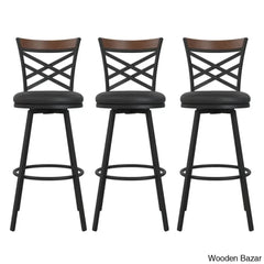Clintwoodz Swivel Upholstered Adjustable Height Counter And Bar Stool With Metal Frame (Set Of 3)