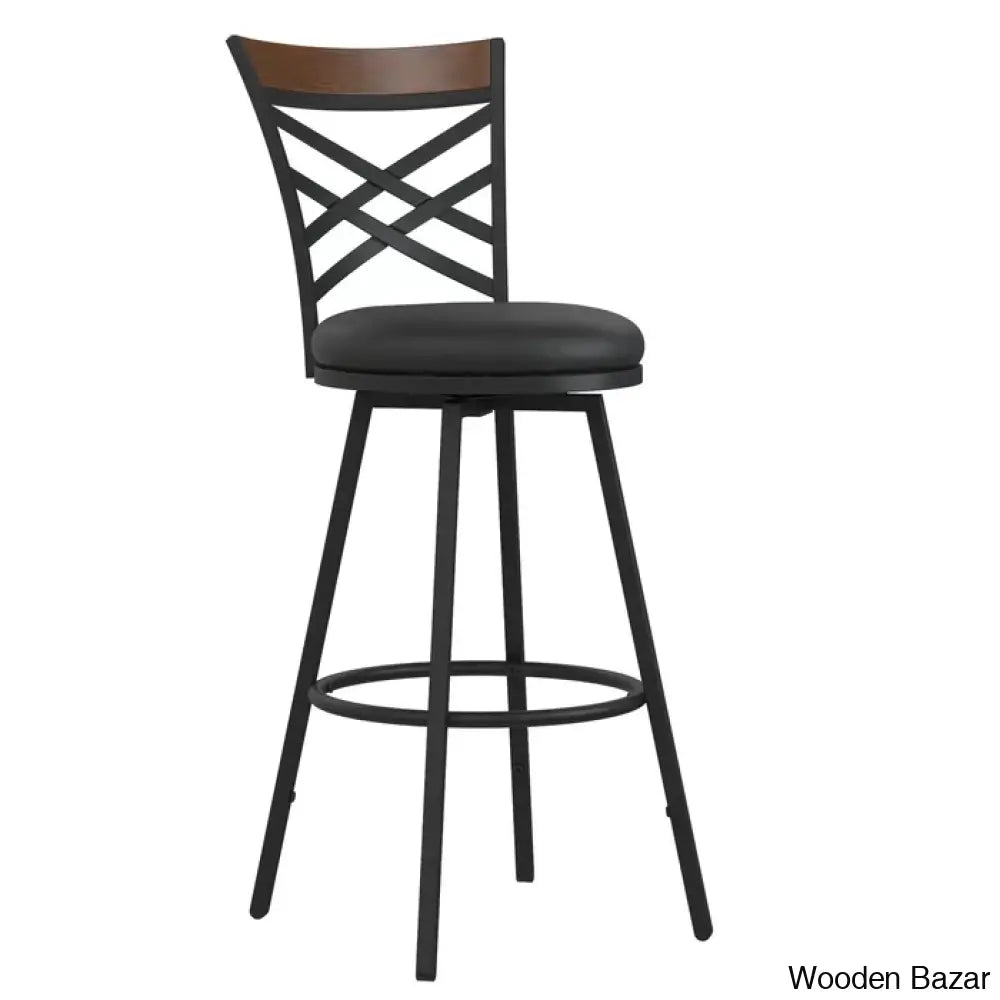 Clintwoodz Swivel Upholstered Adjustable Height Counter And Bar Stool With Metal Frame (Set Of 3)