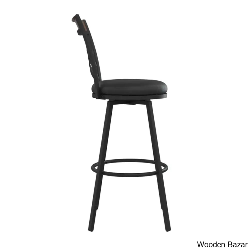 Clintwoodz Swivel Upholstered Adjustable Height Counter And Bar Stool With Metal Frame (Set Of 3)