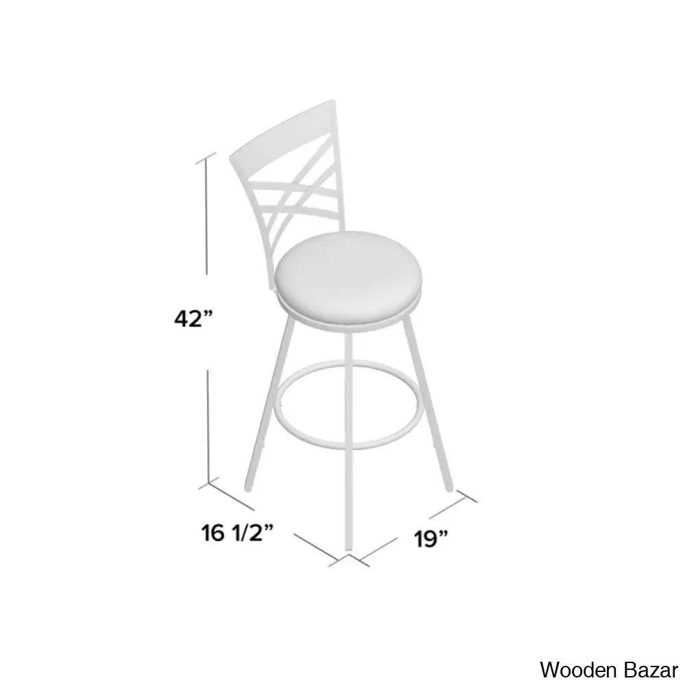 Clintwoodz Swivel Upholstered Adjustable Height Counter And Bar Stool With Metal Frame (Set Of 3)