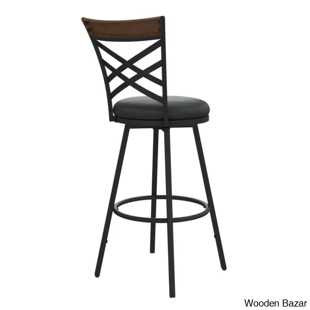 Clintwoodz Swivel Upholstered Adjustable Height Counter And Bar Stool With Metal Frame (Set Of 3)