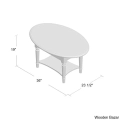 Coastal Solid Wood Oval Coffee And Center Table