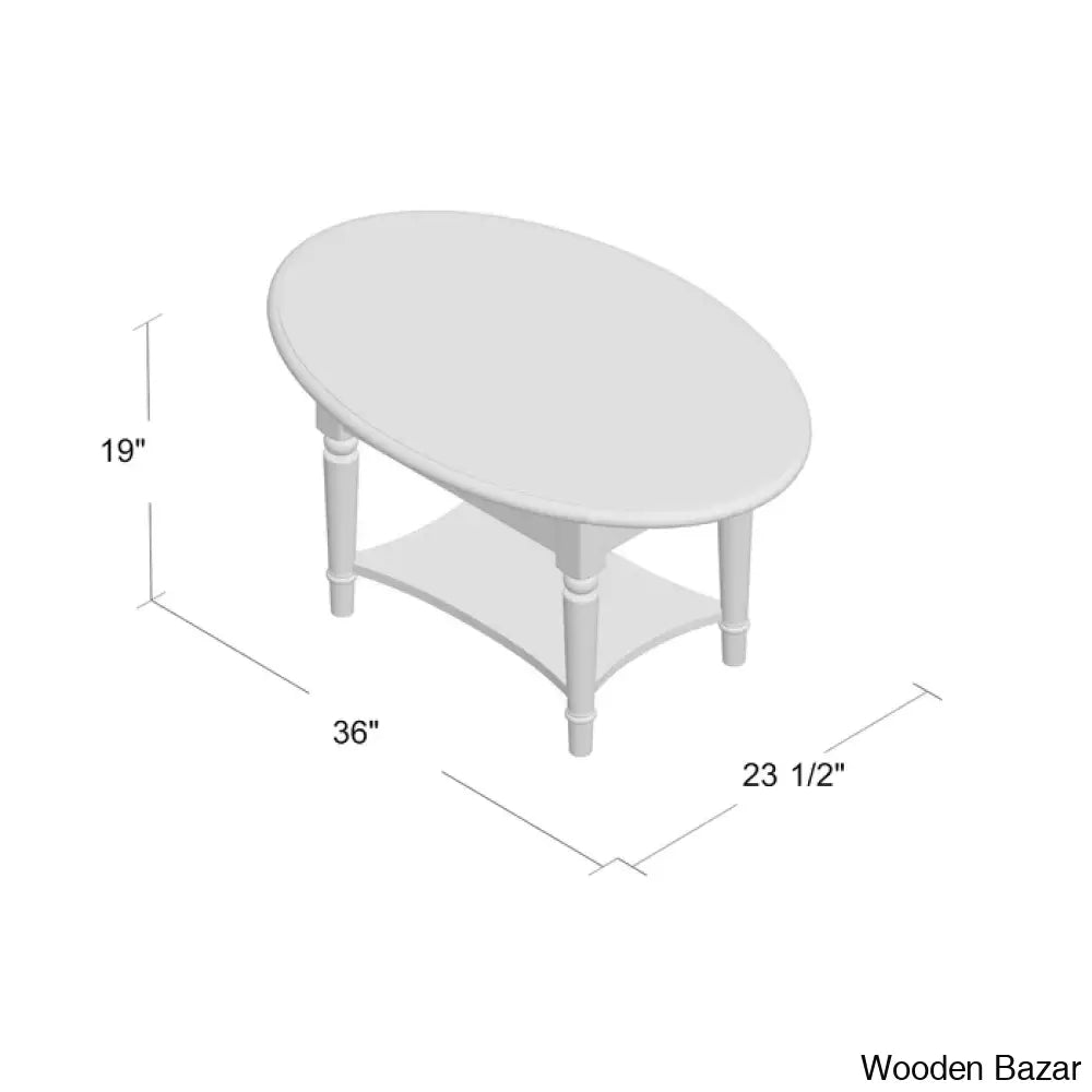 Coastal Solid Wood Oval Coffee And Center Table