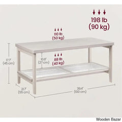 Coffee And Center Table With Pvc Rattan Storage Shelf