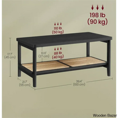 Coffee And Center Table With Pvc Rattan Storage Shelf