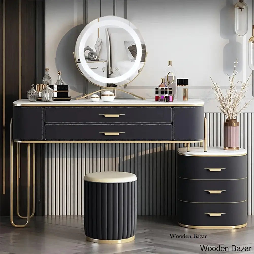 Colbee Vanity Dressing Table With Mirror Light And Stool