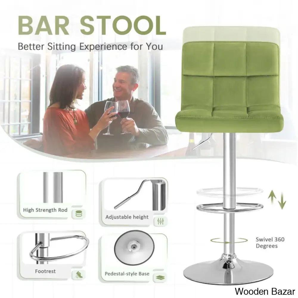 Colebrooko Swivel Upholstered Adjustable Height Counter And Bar Stool With Metal Frame (Set Of 2)