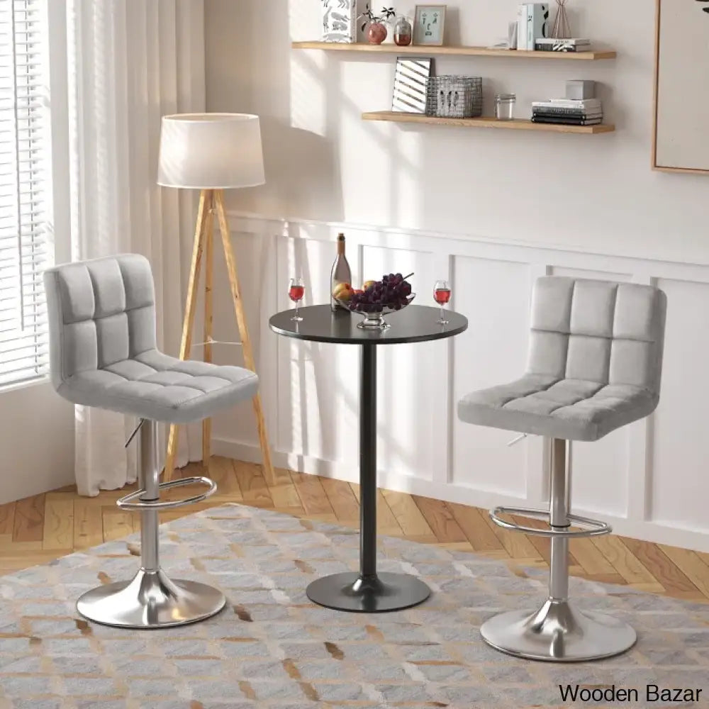 Colebrooko Swivel Upholstered Adjustable Height Counter And Bar Stool With Metal Frame (Set Of 2)