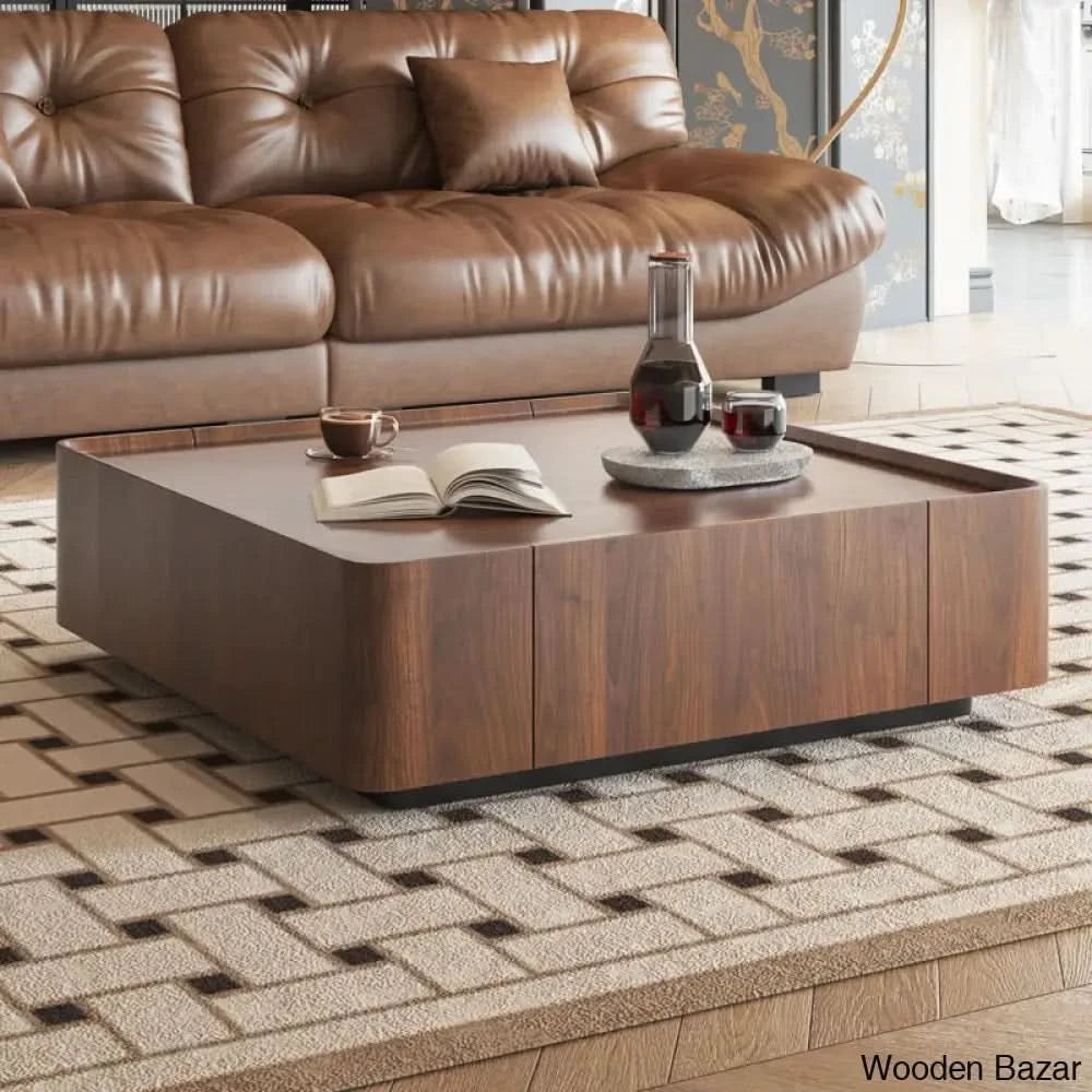 Square Coffee Table With Storage Collier Walnut Square Coffee Table