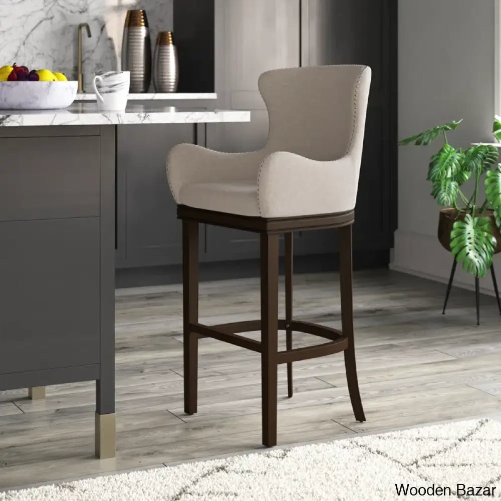 Conaryk Swivel Upholstered Counter Stool With Solid Wood Frame