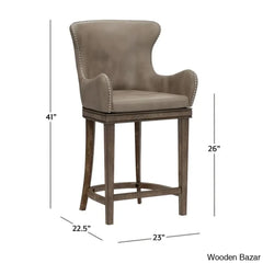 Conaryk Swivel Upholstered Counter Stool With Solid Wood Frame