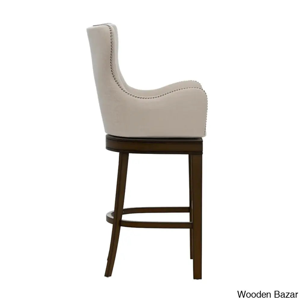 Conaryk Swivel Upholstered Counter Stool With Solid Wood Frame