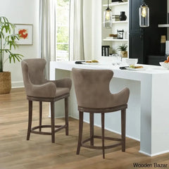 Conaryk Swivel Upholstered Counter Stool With Solid Wood Frame