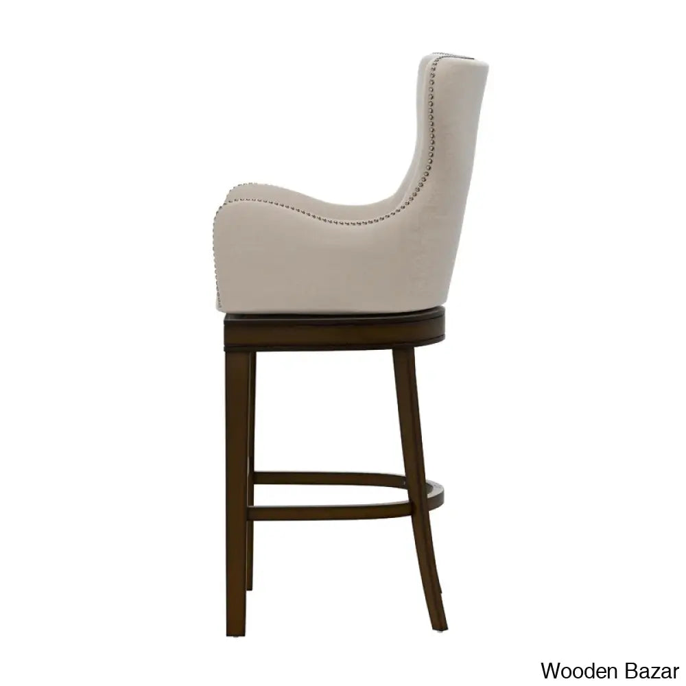 Conaryk Swivel Upholstered Counter Stool With Solid Wood Frame