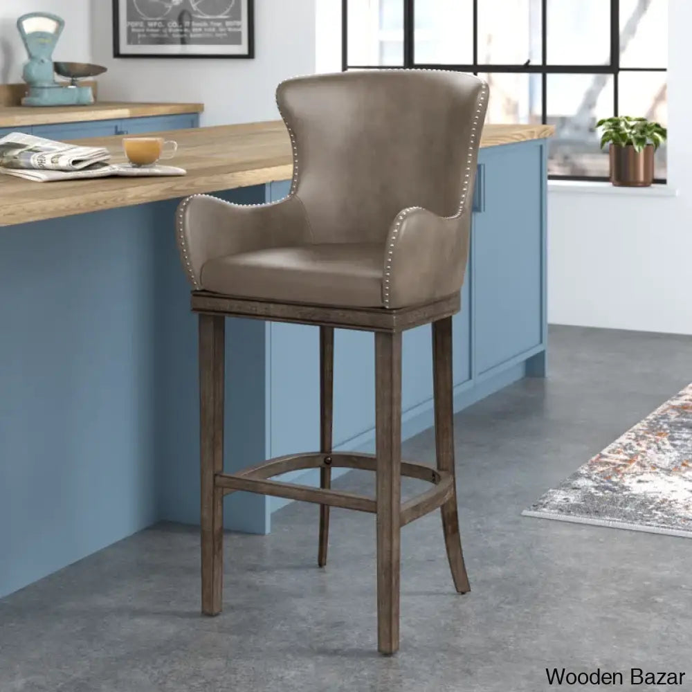 Conaryk Swivel Upholstered Counter Stool With Solid Wood Frame Weathered Taupe / Bar (30’’ Seat