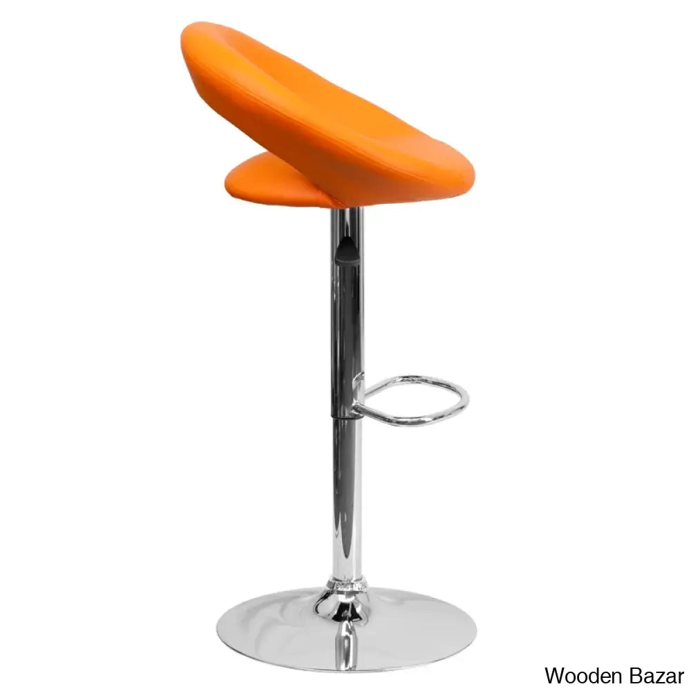 Contemporarylo Vinyle Swivel Rounded Orbit-Style Back Adjustable Height Counter And Bar Stool With