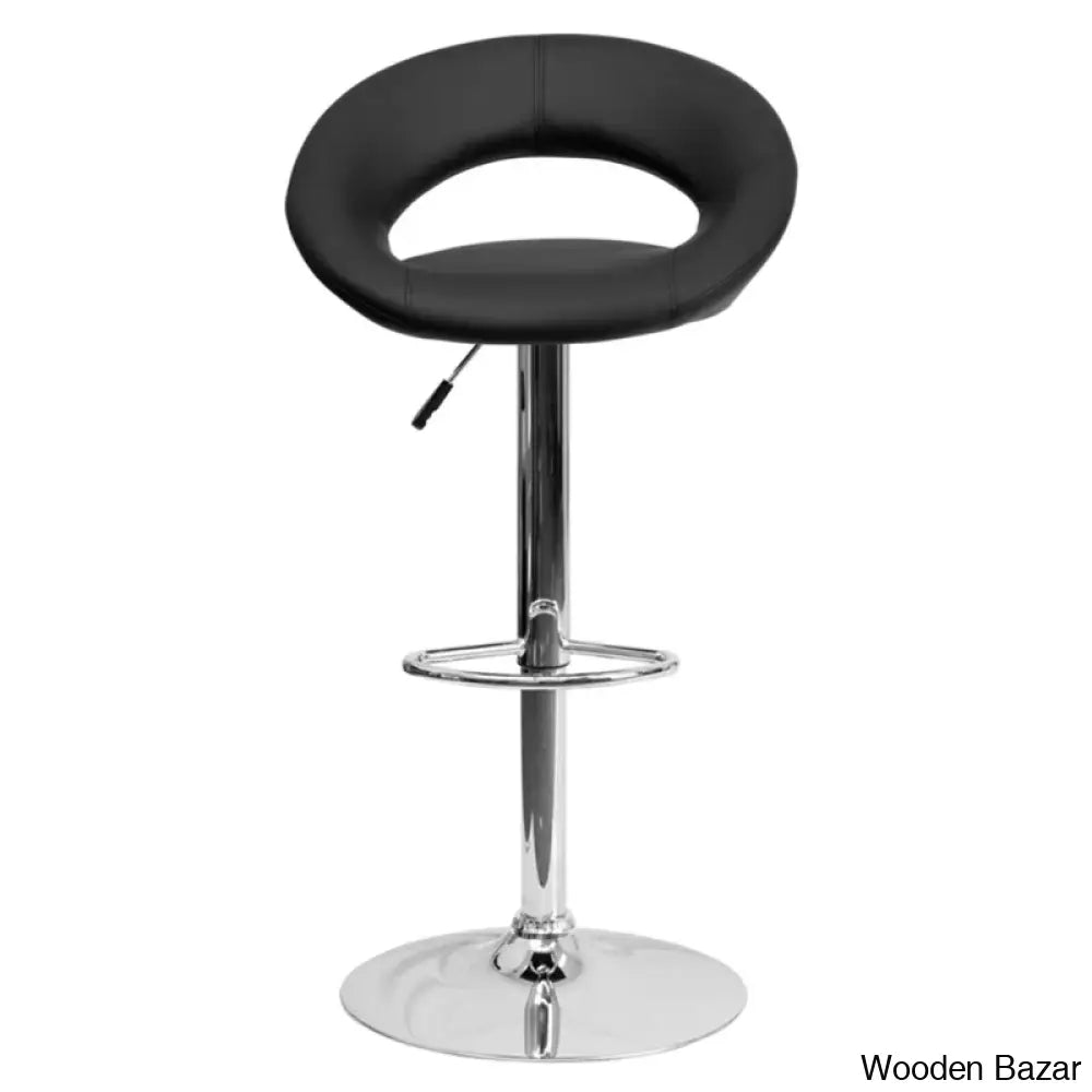 Contemporarylo Vinyle Swivel Rounded Orbit-Style Back Adjustable Height Counter And Bar Stool With