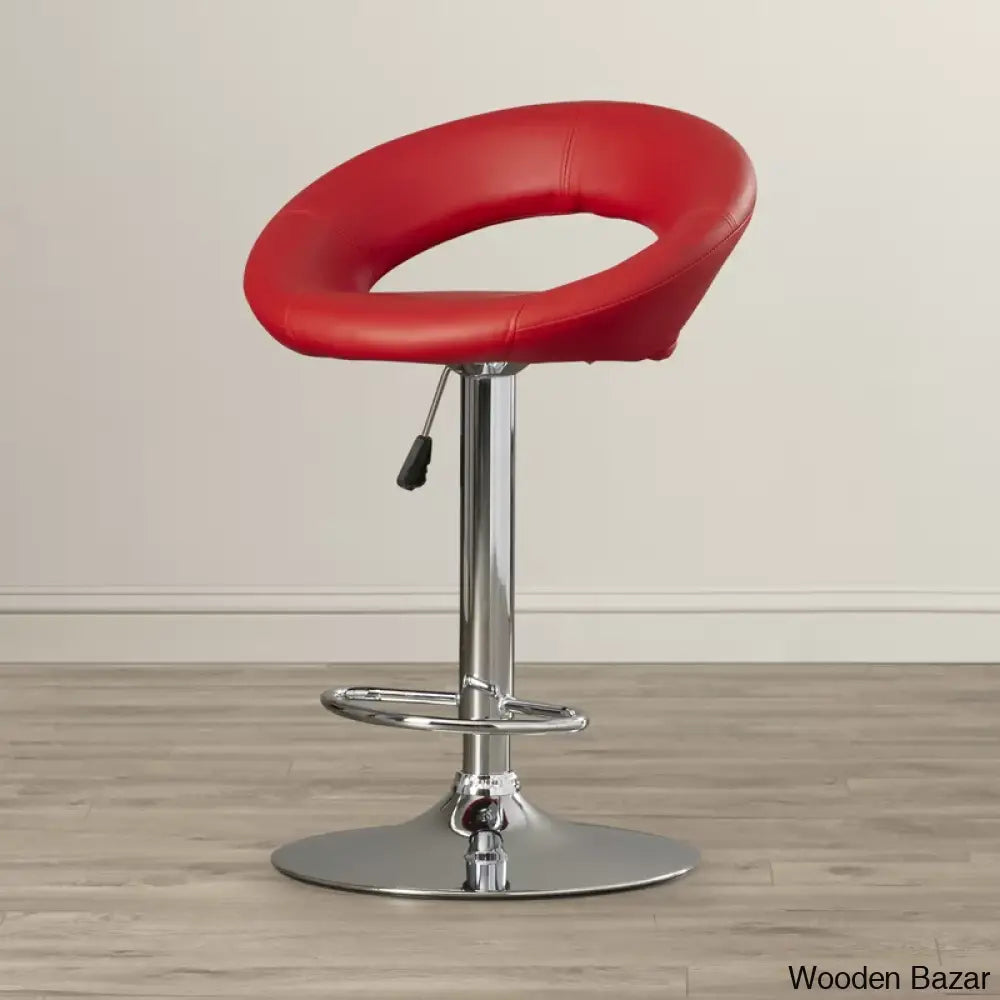 Contemporarylo Vinyle Swivel Rounded Orbit-Style Back Adjustable Height Counter And Bar Stool With