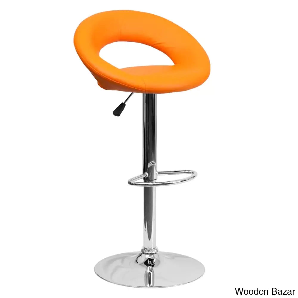 Contemporarylo Vinyle Swivel Rounded Orbit-Style Back Adjustable Height Counter And Bar Stool With