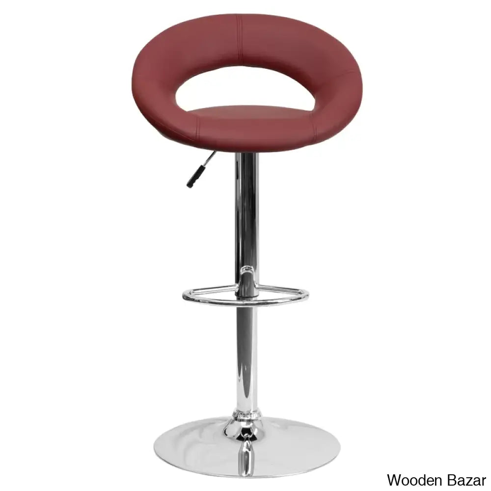 Contemporarylo Vinyle Swivel Rounded Orbit-Style Back Adjustable Height Counter And Bar Stool With