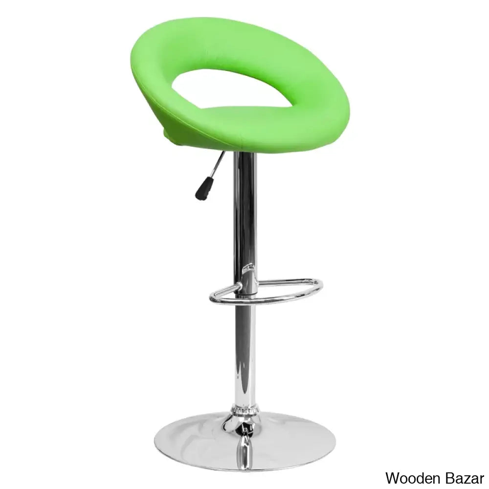 Contemporarylo Vinyle Swivel Rounded Orbit-Style Back Adjustable Height Counter And Bar Stool With