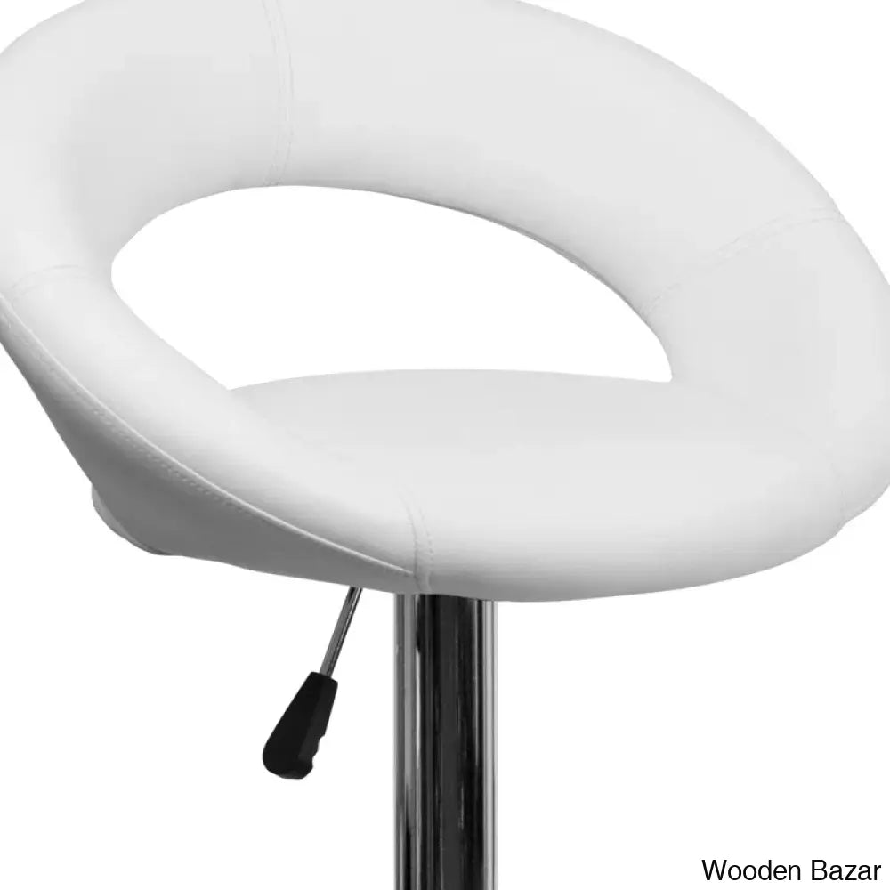 Contemporarylo Vinyle Swivel Rounded Orbit-Style Back Adjustable Height Counter And Bar Stool With