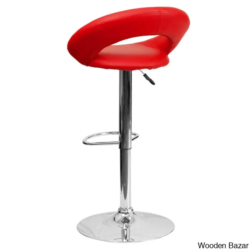 Contemporarylo Vinyle Swivel Rounded Orbit-Style Back Adjustable Height Counter And Bar Stool With