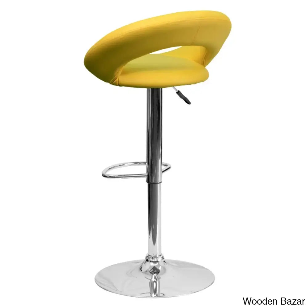 Contemporarylo Vinyle Swivel Rounded Orbit-Style Back Adjustable Height Counter And Bar Stool With