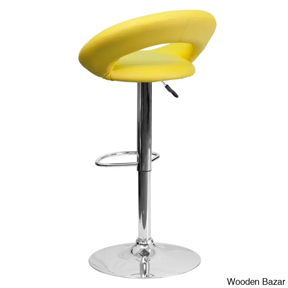 Contemporarylo Vinyle Swivel Rounded Orbit-Style Back Adjustable Height Counter And Bar Stool With