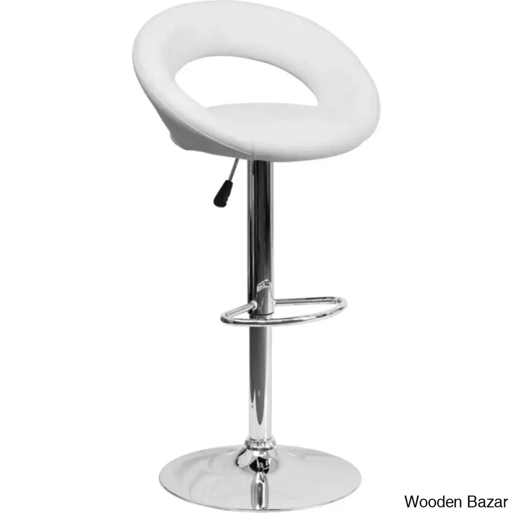 Contemporarylo Vinyle Swivel Rounded Orbit-Style Back Adjustable Height Counter And Bar Stool With