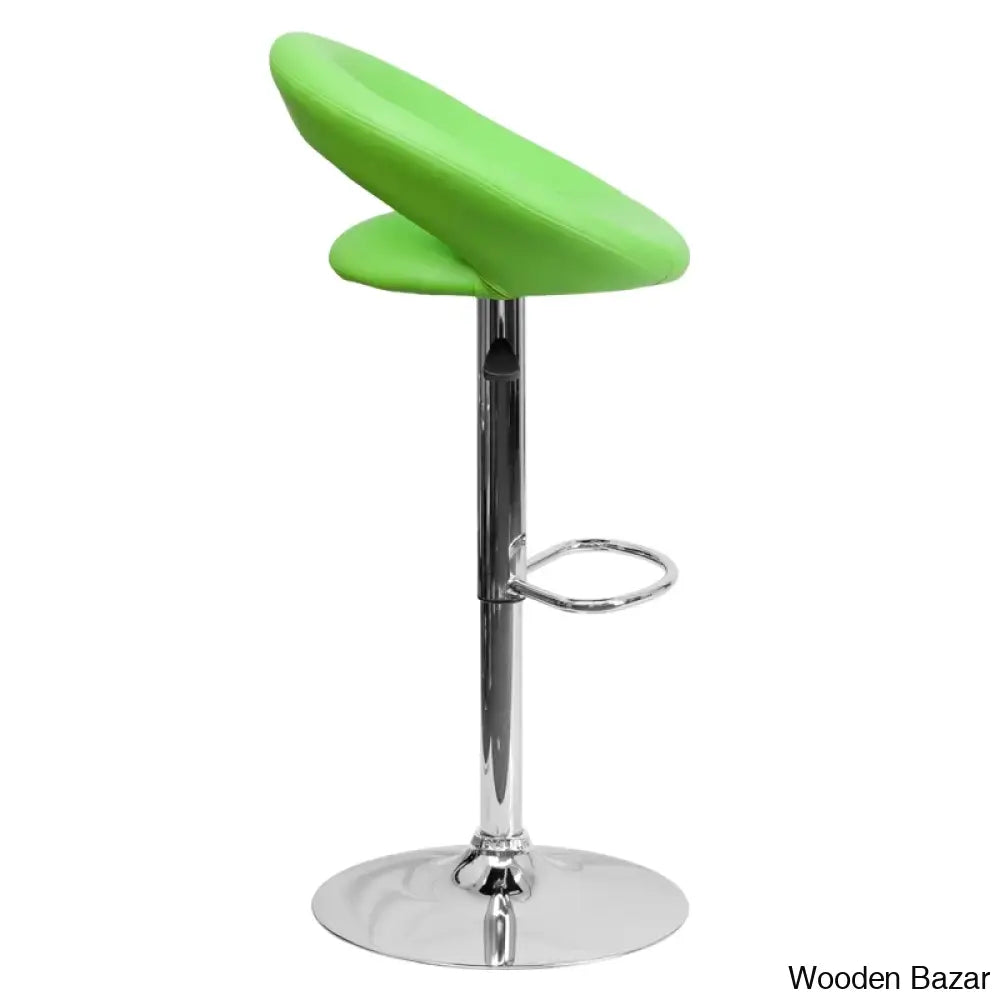 Contemporarylo Vinyle Swivel Rounded Orbit-Style Back Adjustable Height Counter And Bar Stool With