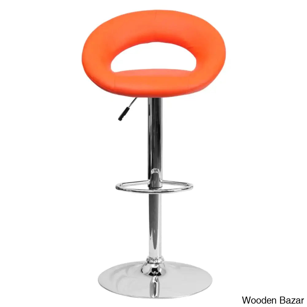 Contemporarylo Vinyle Swivel Rounded Orbit-Style Back Adjustable Height Counter And Bar Stool With