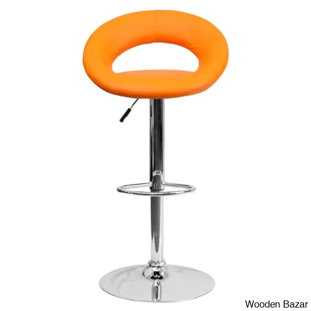 Contemporarylo Vinyle Swivel Rounded Orbit-Style Back Adjustable Height Counter And Bar Stool With