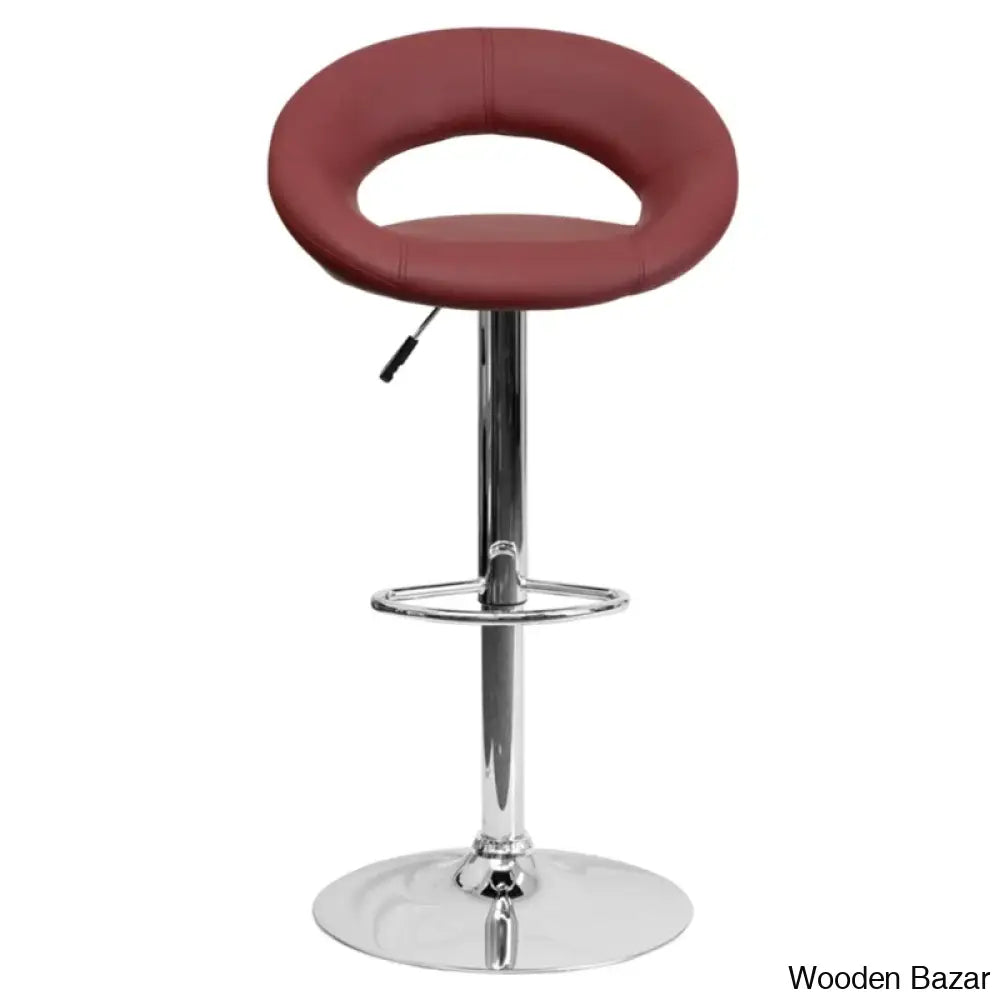 Contemporarylo Vinyle Swivel Rounded Orbit-Style Back Adjustable Height Counter And Bar Stool With