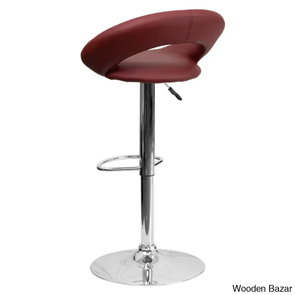 Contemporarylo Vinyle Swivel Rounded Orbit-Style Back Adjustable Height Counter And Bar Stool With