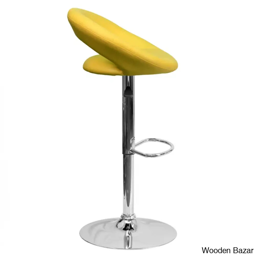 Contemporarylo Vinyle Swivel Rounded Orbit-Style Back Adjustable Height Counter And Bar Stool With