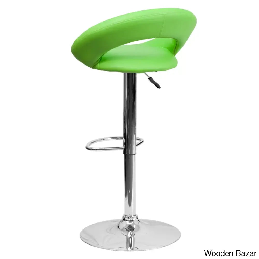 Contemporarylo Vinyle Swivel Rounded Orbit-Style Back Adjustable Height Counter And Bar Stool With