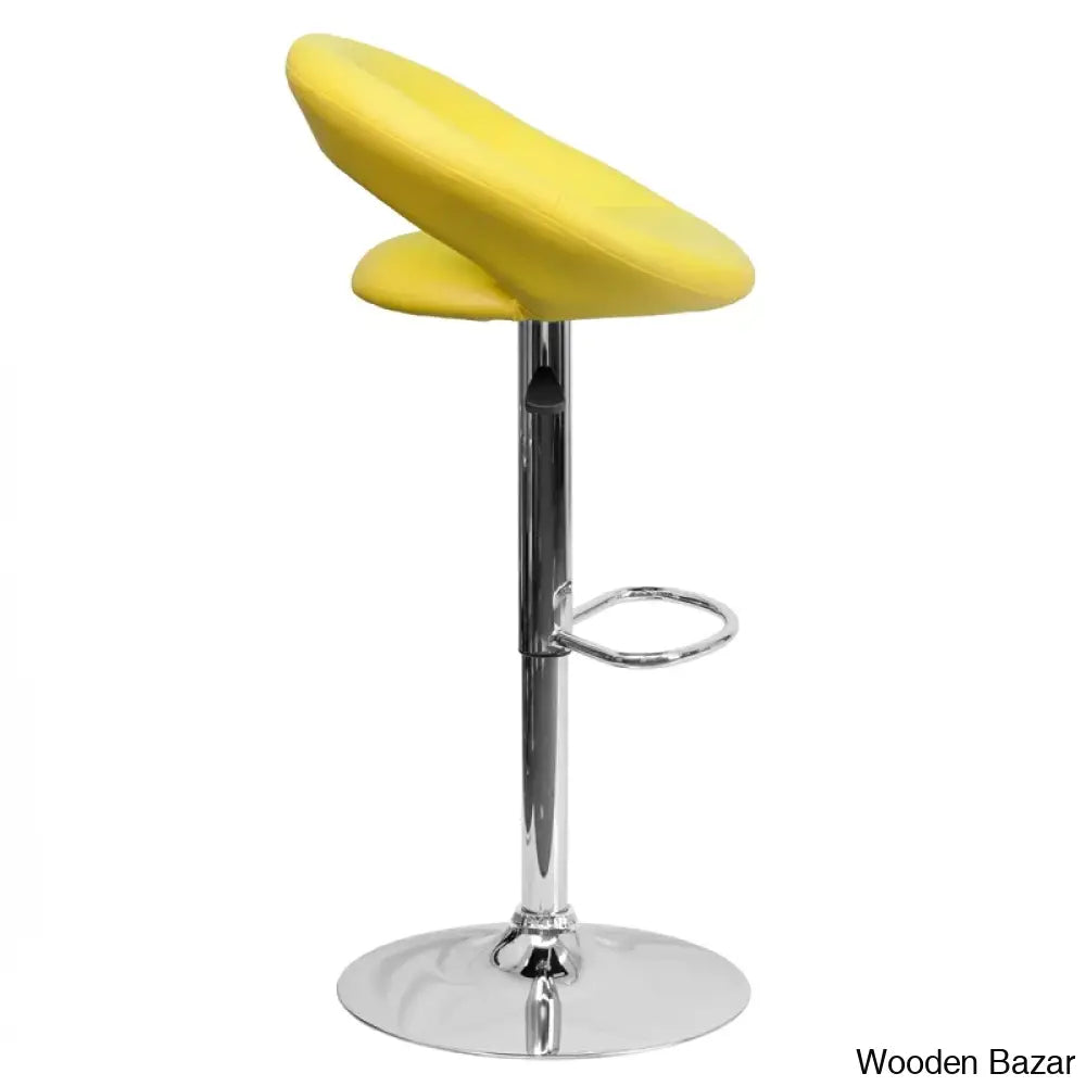 Contemporarylo Vinyle Swivel Rounded Orbit-Style Back Adjustable Height Counter And Bar Stool With