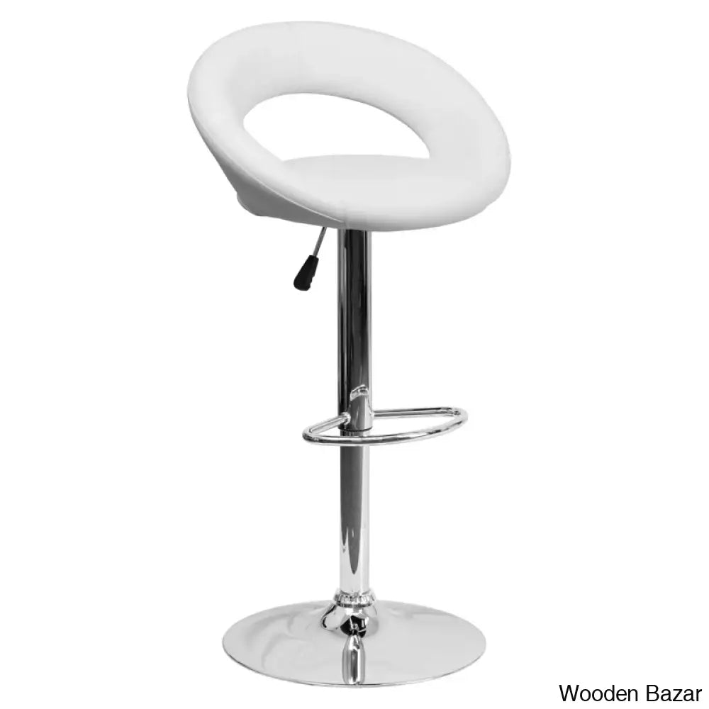 Contemporarylo Vinyle Swivel Rounded Orbit-Style Back Adjustable Height Counter And Bar Stool With