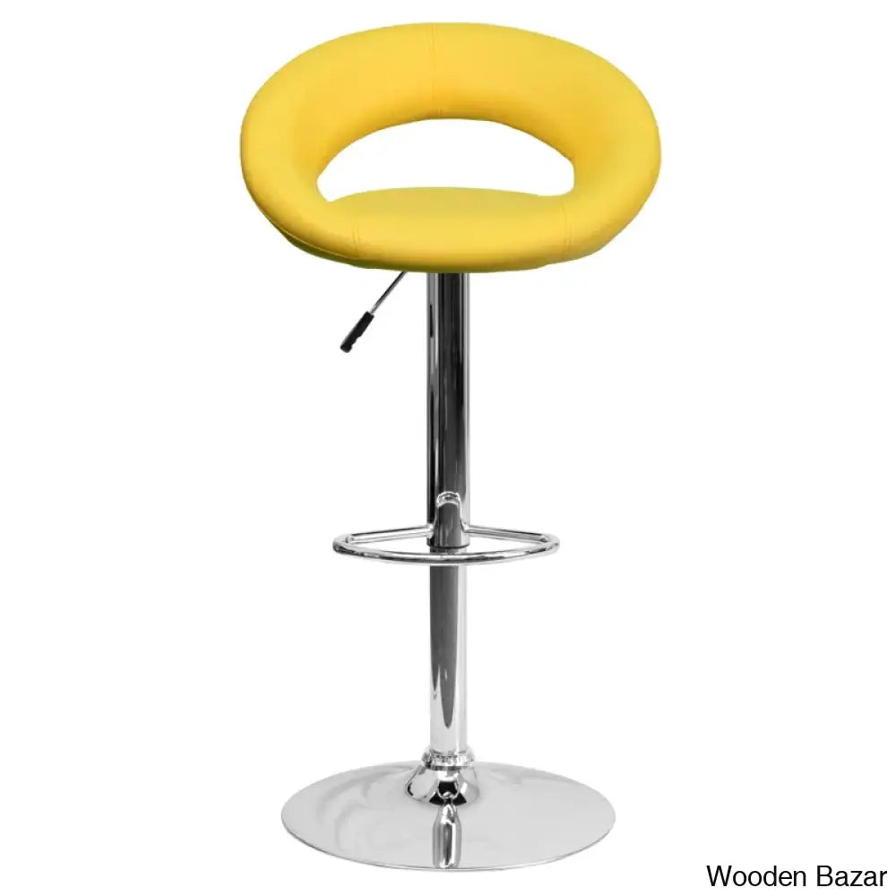 Contemporarylo Vinyle Swivel Rounded Orbit-Style Back Adjustable Height Counter And Bar Stool With