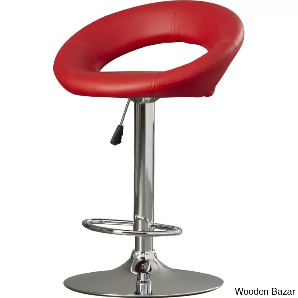 Contemporarylo Vinyle Swivel Rounded Orbit-Style Back Adjustable Height Counter And Bar Stool With