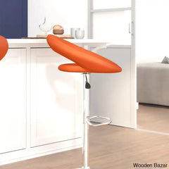 Contemporarylo Vinyle Swivel Rounded Orbit-Style Back Adjustable Height Counter And Bar Stool With