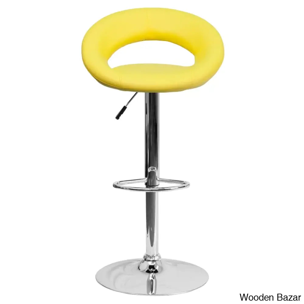 Contemporarylo Vinyle Swivel Rounded Orbit-Style Back Adjustable Height Counter And Bar Stool With