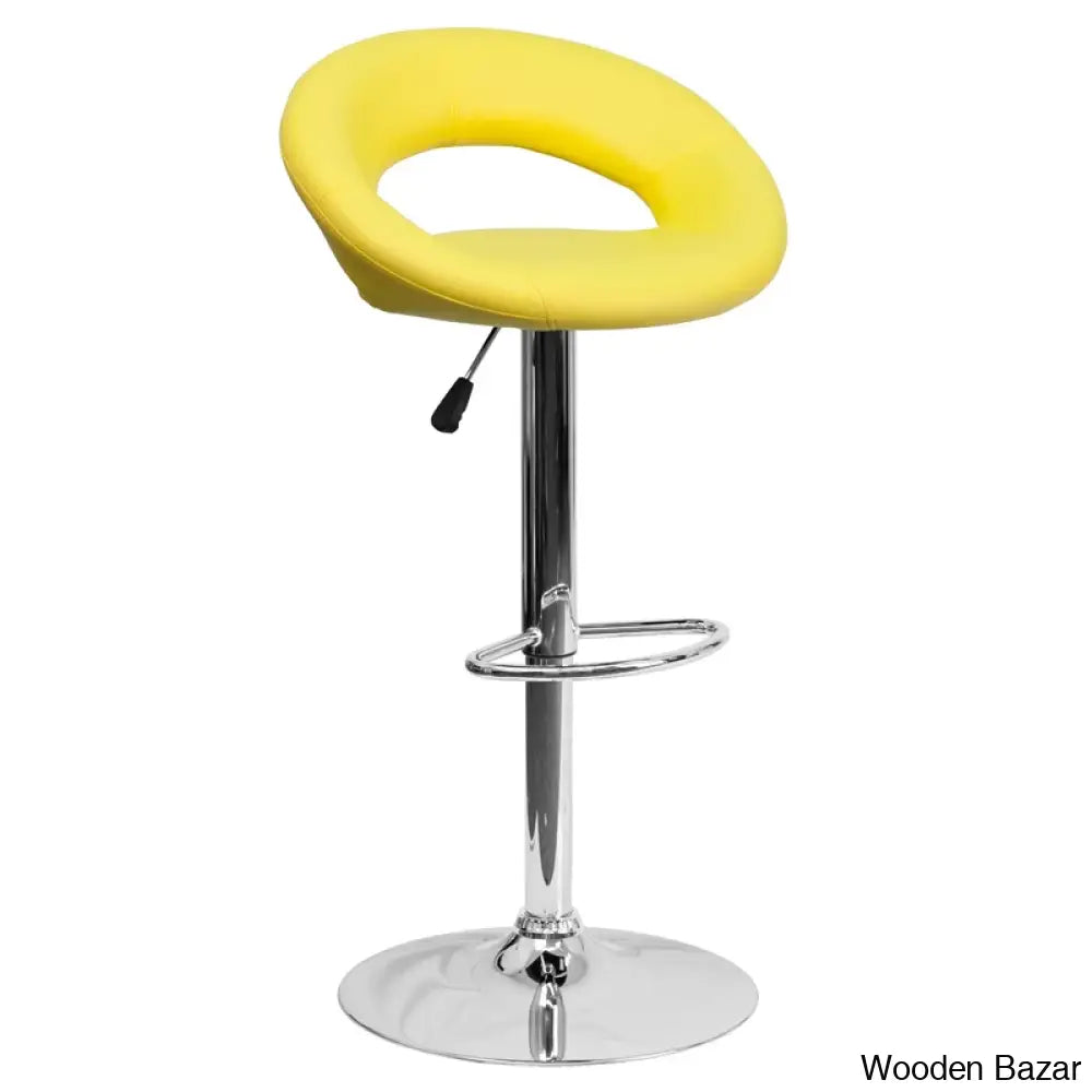 Contemporarylo Vinyle Swivel Rounded Orbit-Style Back Adjustable Height Counter And Bar Stool With