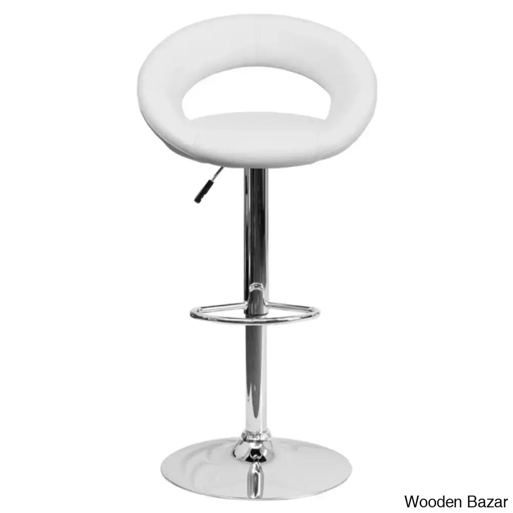 Contemporarylo Vinyle Swivel Rounded Orbit-Style Back Adjustable Height Counter And Bar Stool With