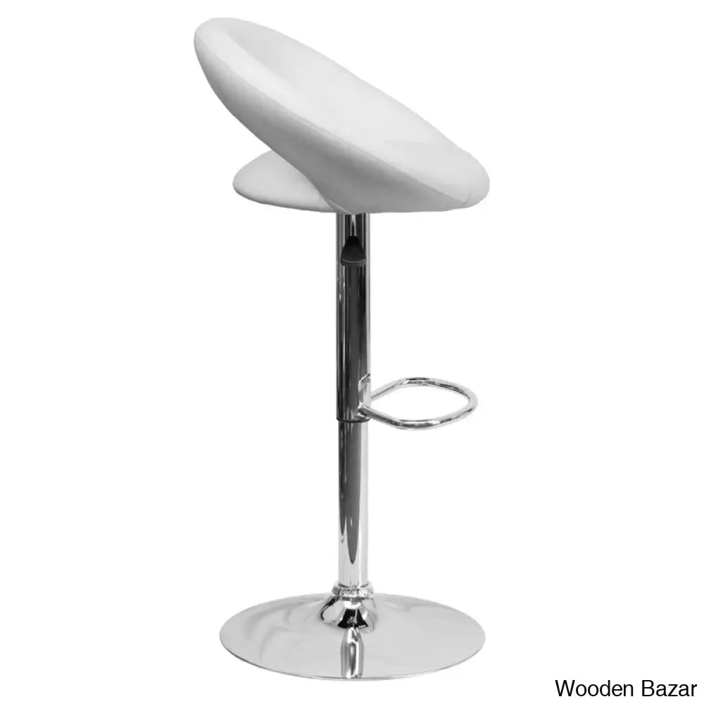 Contemporarylo Vinyle Swivel Rounded Orbit-Style Back Adjustable Height Counter And Bar Stool With