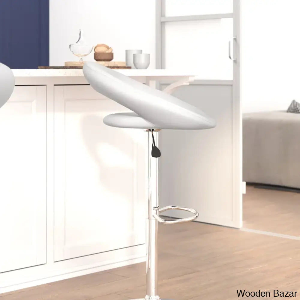 Contemporarylo Vinyle Swivel Rounded Orbit-Style Back Adjustable Height Counter And Bar Stool With