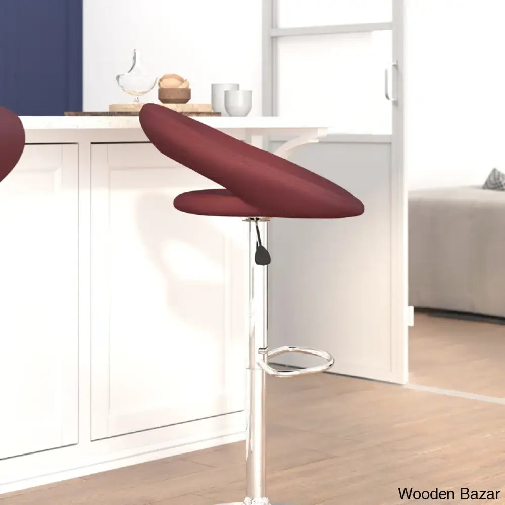 Contemporarylo Vinyle Swivel Rounded Orbit-Style Back Adjustable Height Counter And Bar Stool With