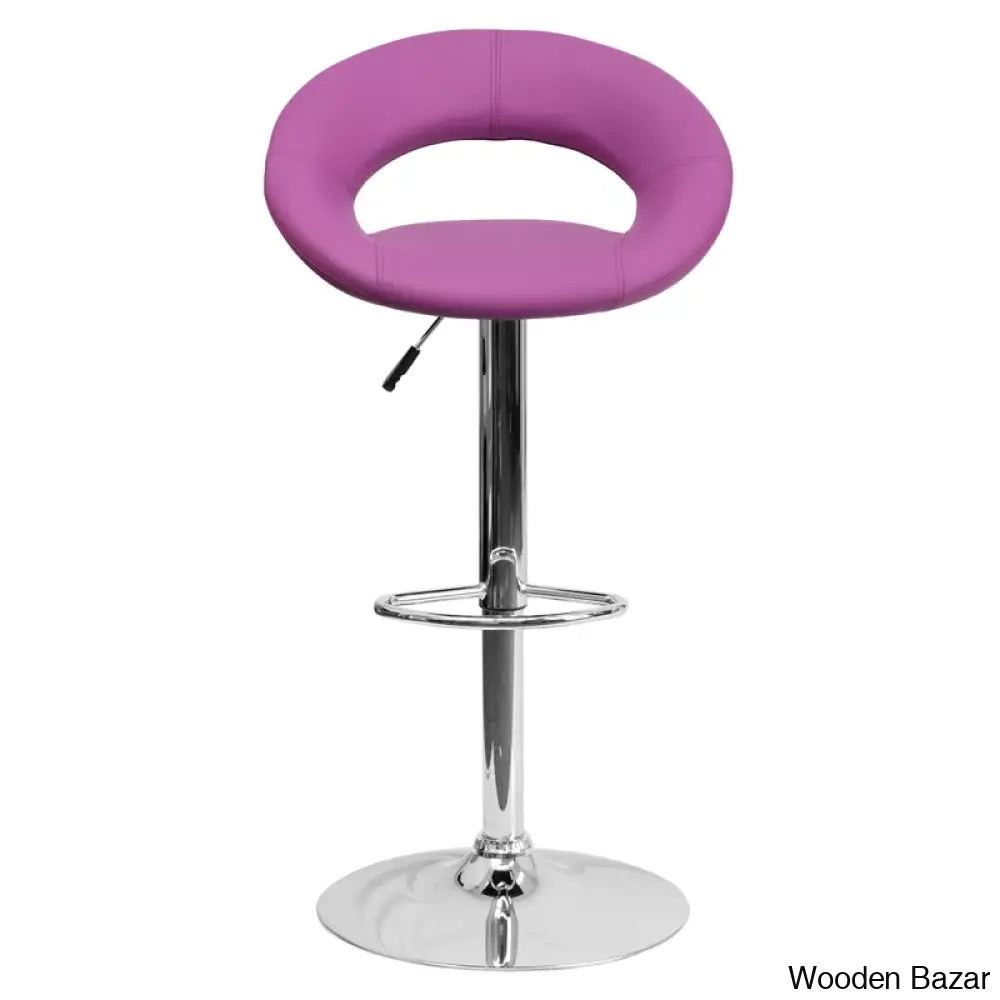 Contemporarylo Vinyle Swivel Rounded Orbit-Style Back Adjustable Height Counter And Bar Stool With