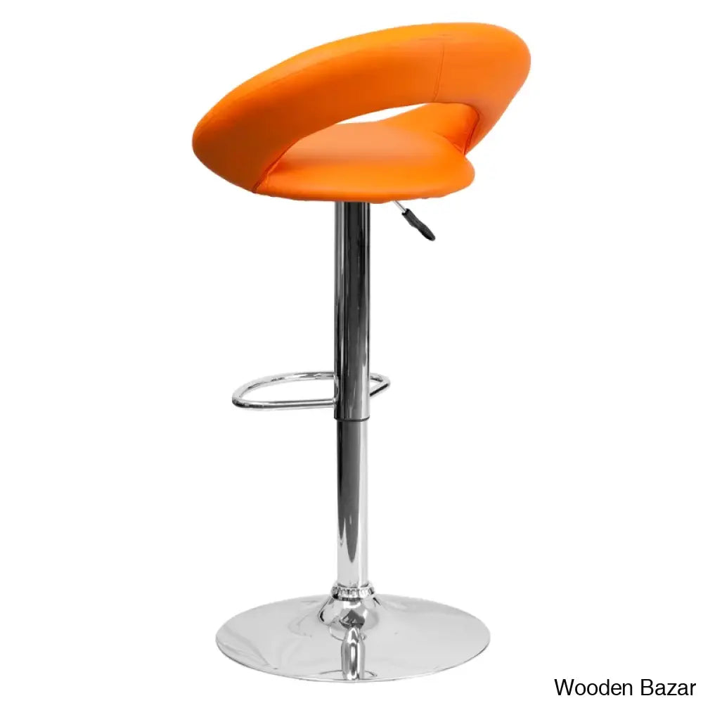 Contemporarylo Vinyle Swivel Rounded Orbit-Style Back Adjustable Height Counter And Bar Stool With